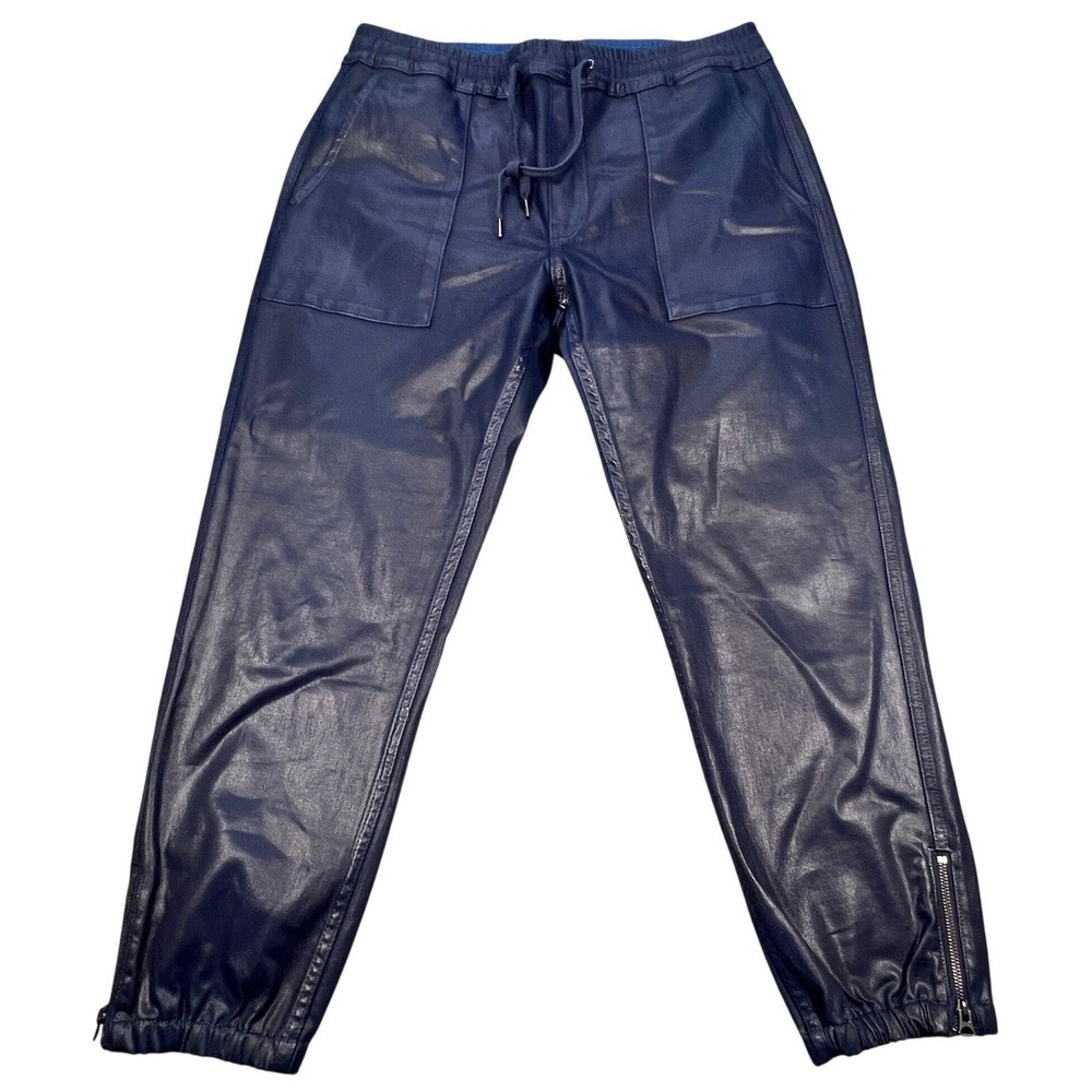 Hudson Blue Coated Ankle Zip Drawstring Jogger Pants Women Large